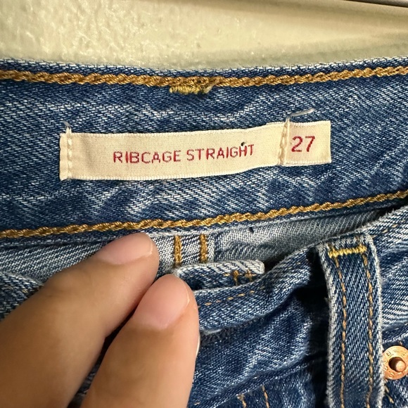 Levi’s Premium Ribcage Straight Button Fly Raw Hem Jeans Size 27 - Picture 6 of 15